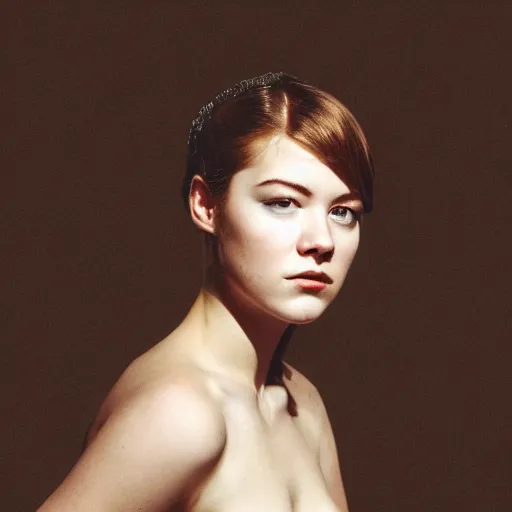 Prompt: a masterpiece portrait photo of a beautiful young woman who looks like a icelandic mary elizabeth winstead