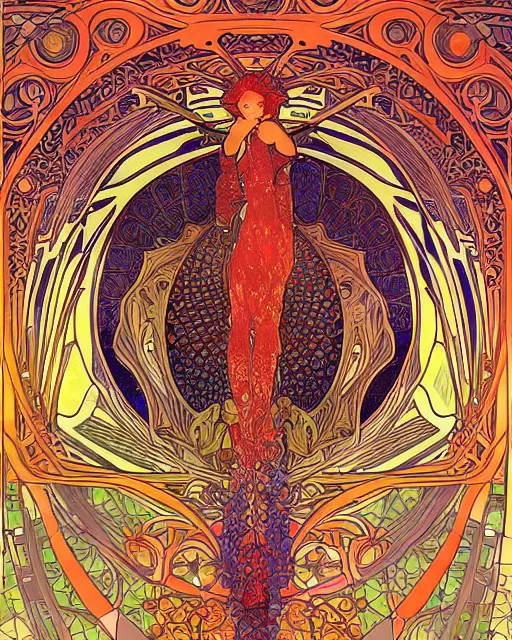 Prompt: fox carving art, cell shading, voronoi,fibonacci sequence, sacred geometry by Alphonse Mucha, Moebius, hiroshi yoshida, Art Nouveau, colorful, ultradetailed, 3d