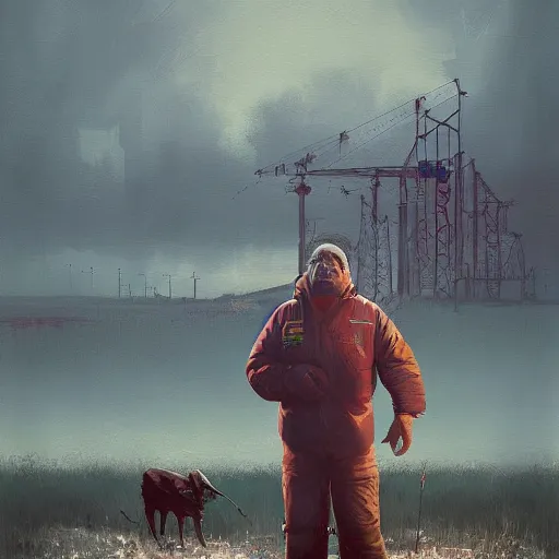 Prompt: viktor orban in a painting from stalenhag, 4 k, 8 k, hdr, artstation, concept art