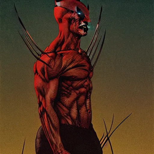 Image similar to wolverine by beksinski and tristan eaton, dark neon trimmed beautiful dystopian digital art