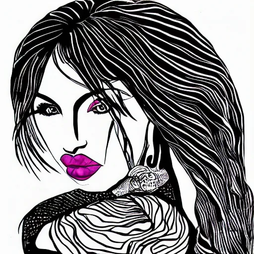Image similar to bold stylish woman, ink illustration, very beautiful masterpiece