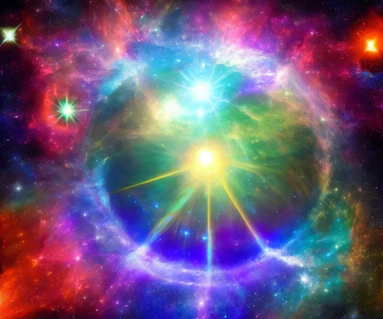 Prompt: portals in space, universe, galaxy, vibrant colors