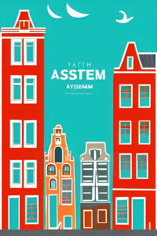 Prompt: minimalist boho style art of colorful amsterdam, illustration, vector art