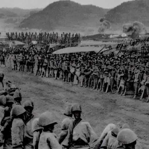 Image similar to japanese invasion of taepei, historical photo, realistic
