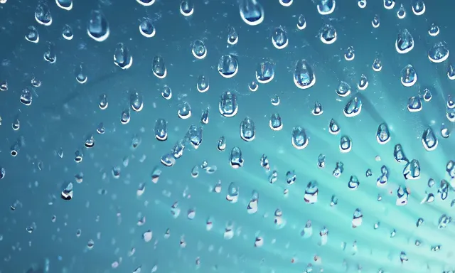 Image similar to beautiful picture of a tunnel of big upside-down raindrops floating quietly in a sunny blue sky, highly-detailed, fantastic, dramatic lighting, artstation, 4k