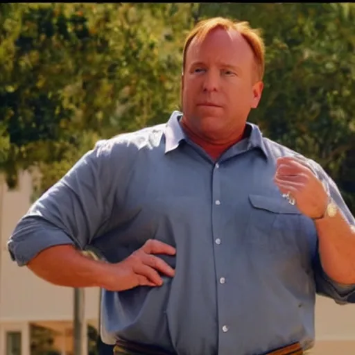 Prompt: Screen capture of Alex Jones in Blue Mountain State