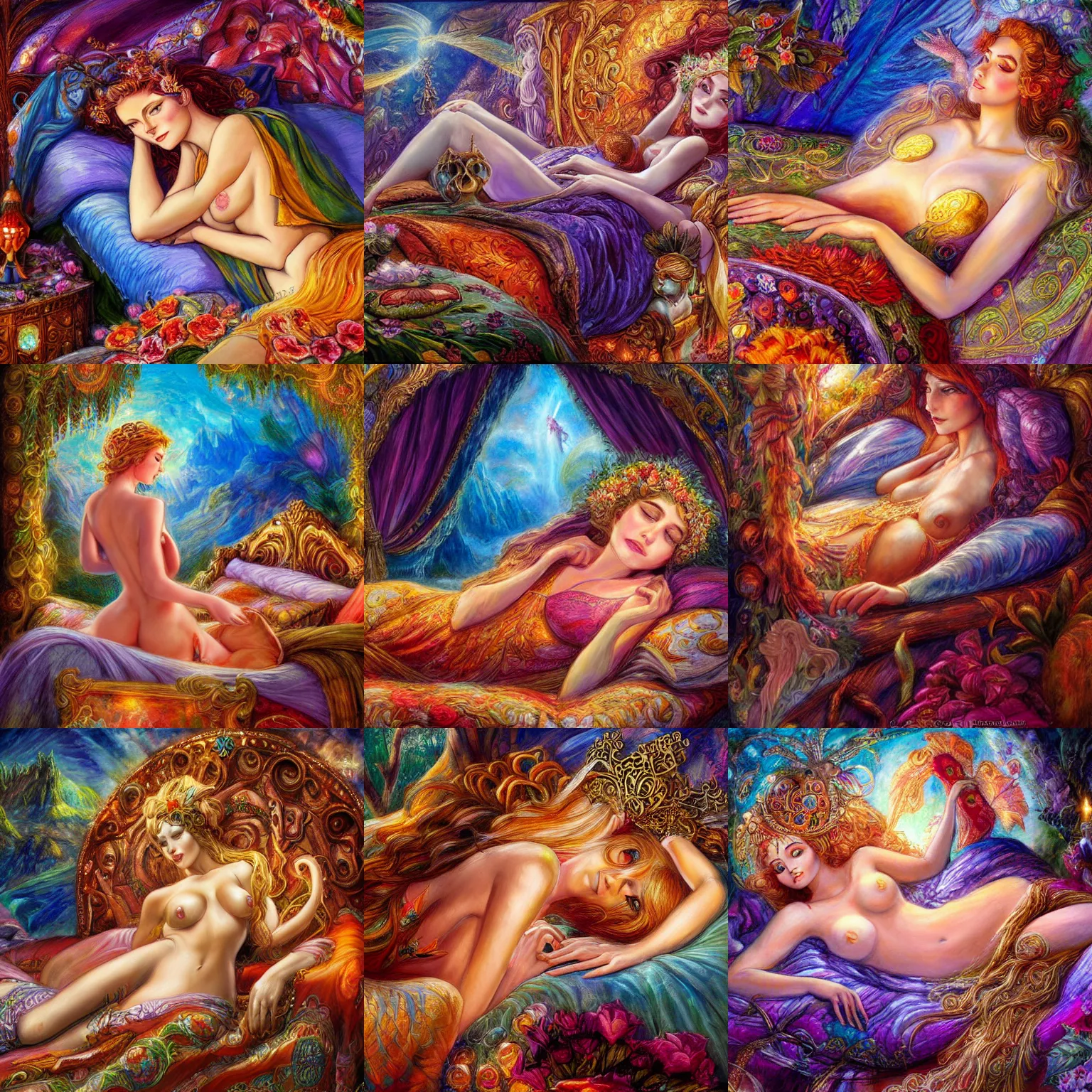 Prompt: nature goddess doomscrolling in bed by senior concept artist josephine wall, trending on artstation