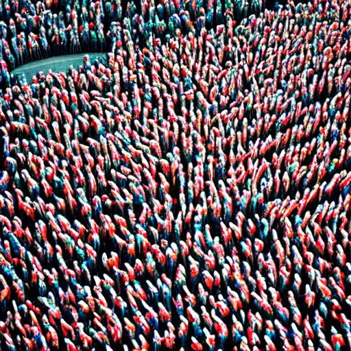 Prompt: hyperrealistic photography of highly detailed where's wally? by martin handford wiew from above