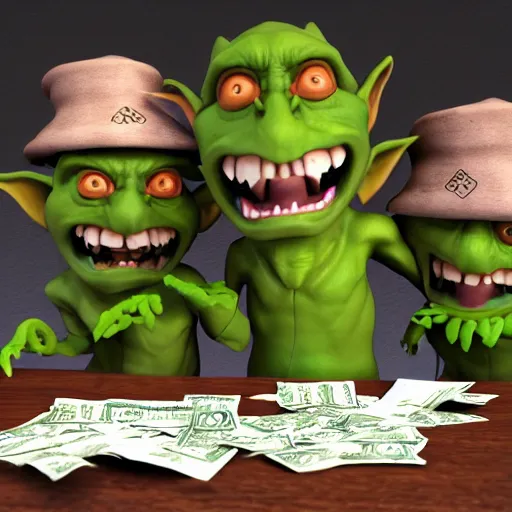 Prompt: goblins paying their taxes, goblin accountant, octane render, 8 k, fantasy
