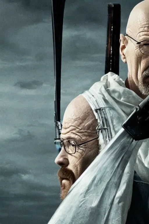 Image similar to walter white playing sephiroth in a new action movie, long shot