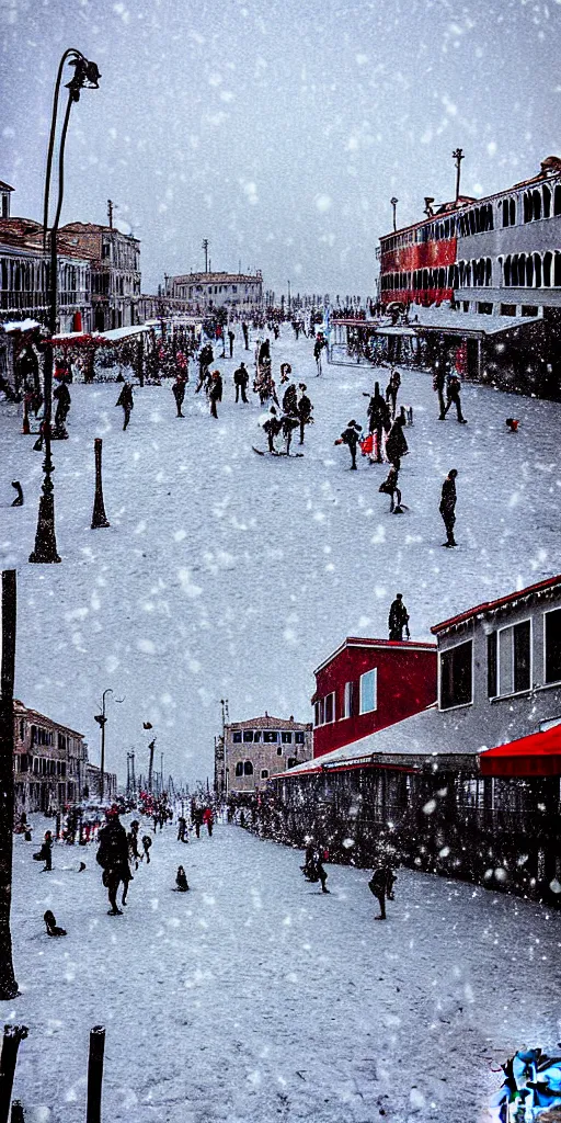 Image similar to venice beach in the snow, photograph,