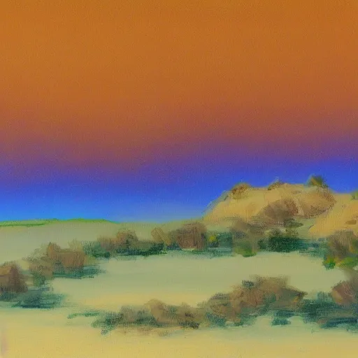 Prompt: a painting of a landscape in the desert by bob ross