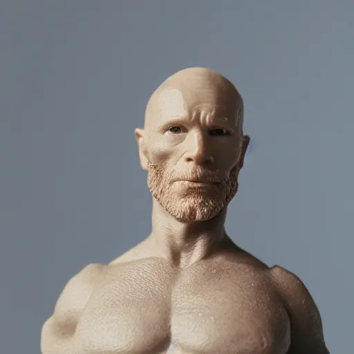 Image similar to a polymer clay statuette of Ed Harris, studio lighting, F 1.4 Kodak Portra