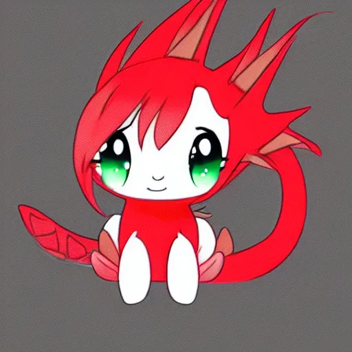 Image similar to the most cutest adorable happy picture of a dragon, tiny firespitter, kawaii, chibi style, Dra the Dragon, tiny red babdy dragon, adorably cute, enhanched, stuffed dragon, deviant adoptable, digital art Emoji collection