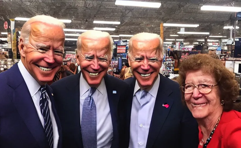 Prompt: this mf joe biden just slapped my grandma and ran, front camera, walmart parking lot, camera flash is so bright, uncomfortable, viral, selfie, viral on twitter, viral on instagram, viral photo