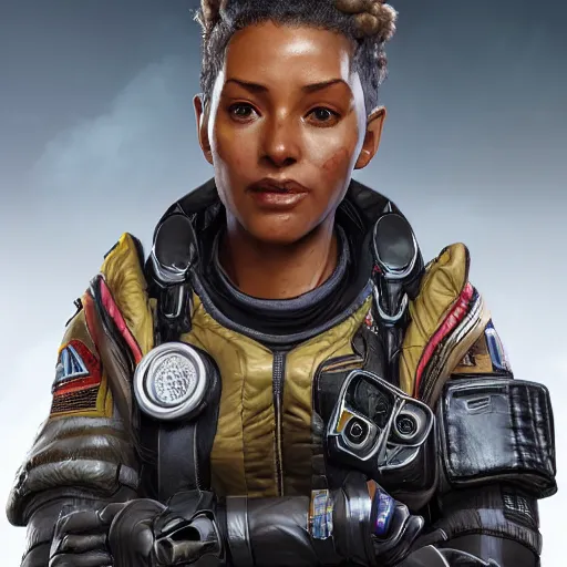 Prompt: photo realistic image of lifeline from apex legends, stunning 3 d render inspired art by istvan sandorfi and greg rutkowski, character posing, complete body, realistic and detailed eyes, realistic, highly detailed attributes and atmosphere, dim volumetric cinematic lighting,