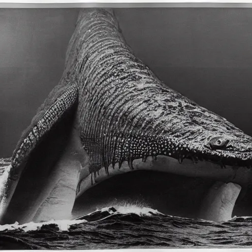 Prompt: ''photo taken of the splendorous leviathan at sea by professional photographer richard avedon, black & white, high resolution, extremely detailed, realistic''