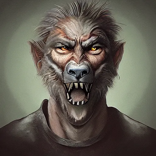 Prompt: “a fantasy digital portrait of an old man, (werewolf)”