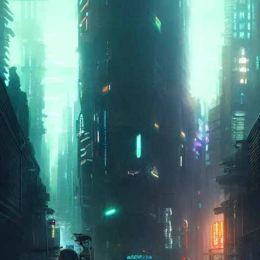 Prompt: a cyberpunk city, deviantart, artstation, by greg rutkowski, highpy detailed, mysterious, night, hyperrealistic