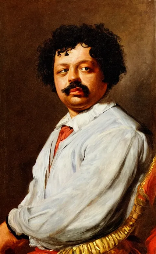 Image similar to Portrait of Alexandre Dumas, oil on canvas, highly detailed, by Delacroix, 8k