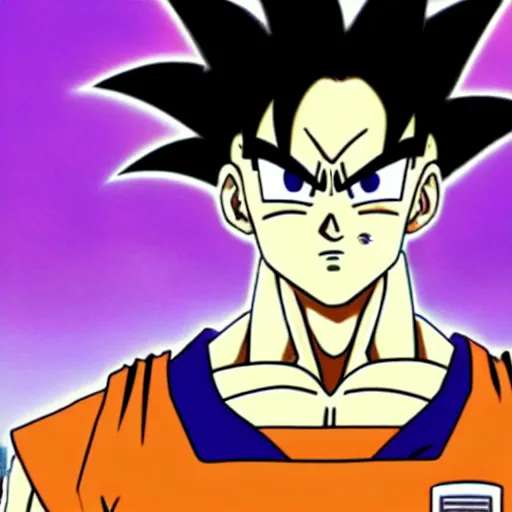 Image similar to a dragonball character behing the fusion of son goku and freezer