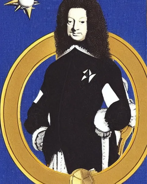 Image similar to starfleet uniform, official portrait of louis xiv in starfleet uniform