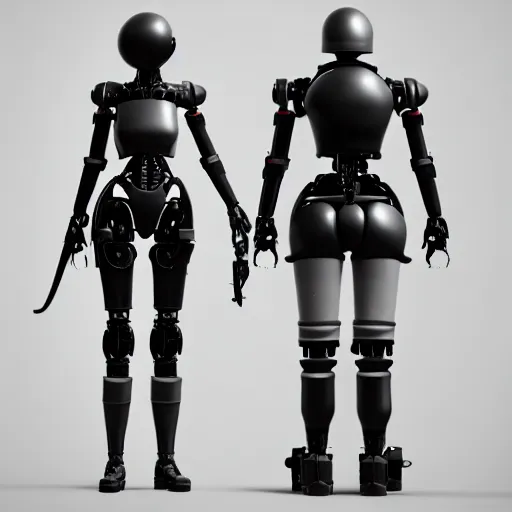 Image similar to professional engineering CAD exploded view of a realistic android bodyguard modeled after 2B nier automata, solidworks, catia, autodesk inventor, unreal engine, gynoid cad design inspired by Masamune Shirow and Boston Dynamics and Ross Tran and WLOP, product showcase, octane render 4k