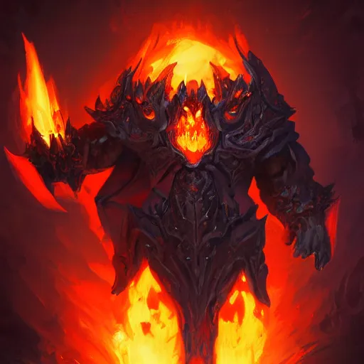 Prompt: ragnaros full body trending on artstation, painted by greg rutkowski