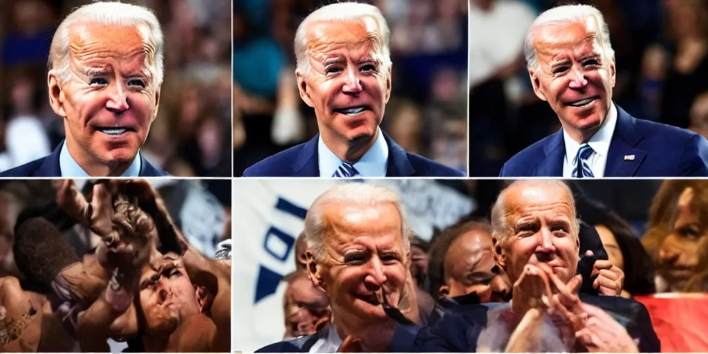 Image similar to joe biden wcw wrestling, detailed facial expressions, hyper detailed