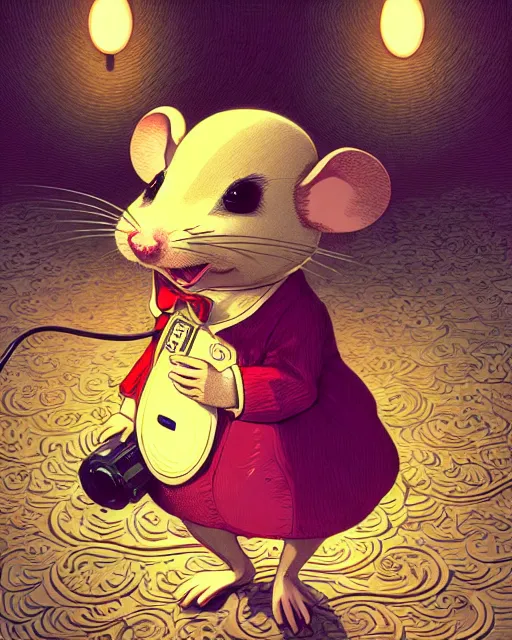 Image similar to anthropomorphic art of anthropomorphic mouse singing in microphone, victorian bright clothing by artgerm, victo ngai, ryohji hase, artstation, highly detailed digital painting, smooth, global illumination, fantasy art by greg rutkowsky, karl spitzweg