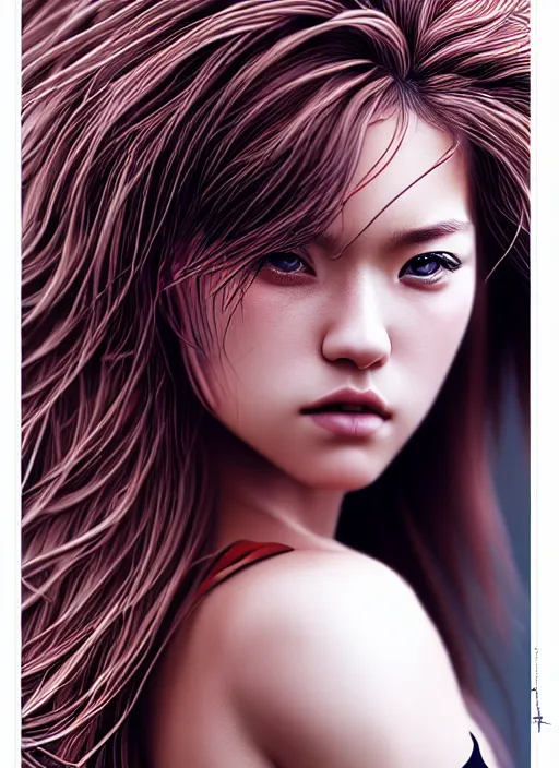 Image similar to photo of a gorgeous female with messy hair in the style of stefan kostic, realistic, body shot, sharp focus, 8 k high definition, insanely detailed, intricate, elegant, art by stanley lau and artgerm, cherry blossoms