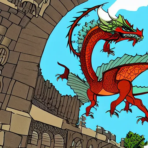 Prompt: dragon that destroys a medieval city