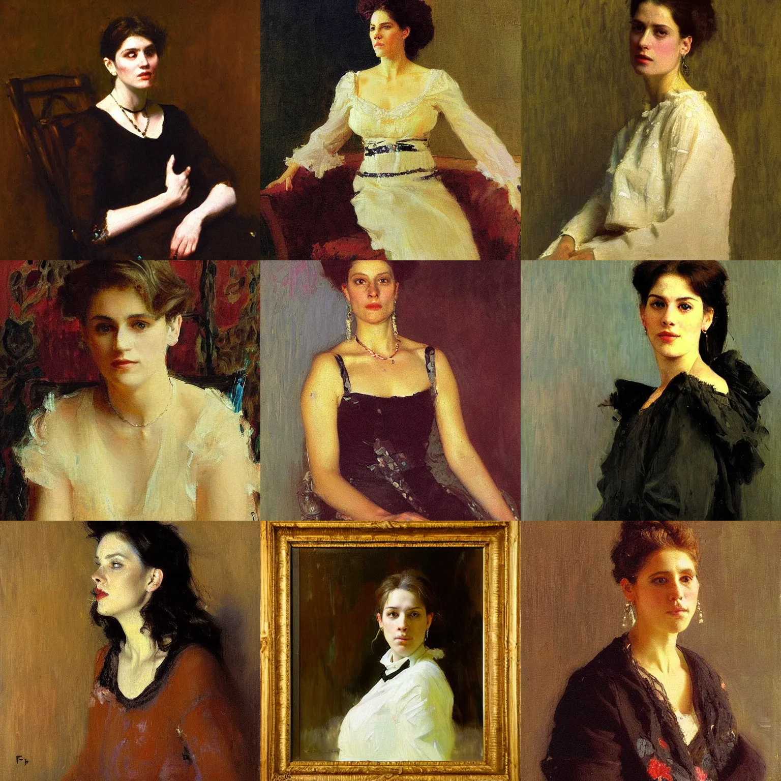 Prompt: a portrait painting of Jena Friedman by ilya repin