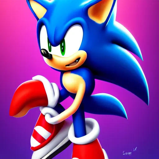 Image similar to a portrait of a beautiful sonic the hedgehog, art by lois van baarle and loish and ross tran and rossdraws and sam yang and samdoesarts and artgerm and saruei and disney, digital art, highly detailed, intricate, sharp focus, trending on artstation hq, deviantart, unreal engine 5, 4 k uhd image