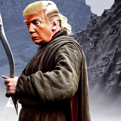 Image similar to donald trump as frodo in mordor