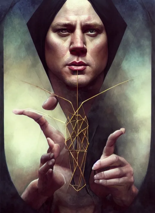 Image similar to channing tatum as aleister crowley the grand mage of thelema. art by tom bagshaw and nils hamm