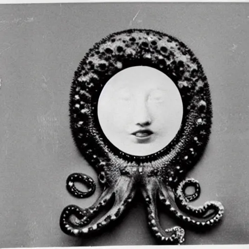 Image similar to vintage photograph of an octopus with a human face