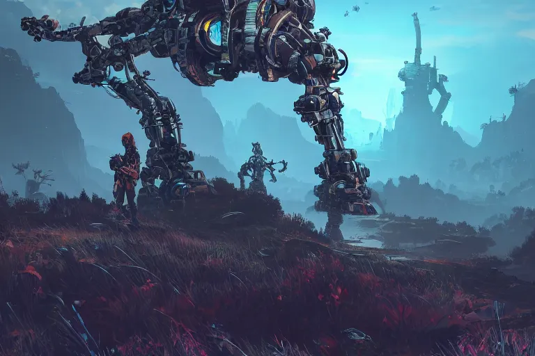 Image similar to stalker machine mecanical creature robot of horizon forbidden west horizon zero dawn bioluminiscence global illumination ray tracing hdr fanart arstation by ian pesty and alena aenami artworks in 4 k