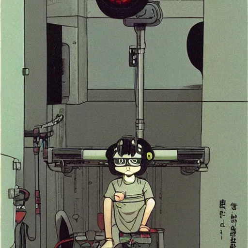 Image similar to a cat with cybernetic legs, highly detailed, by satoshi kon + ghibli