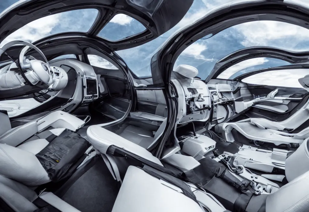 Image similar to the inside of a futuristic flying car