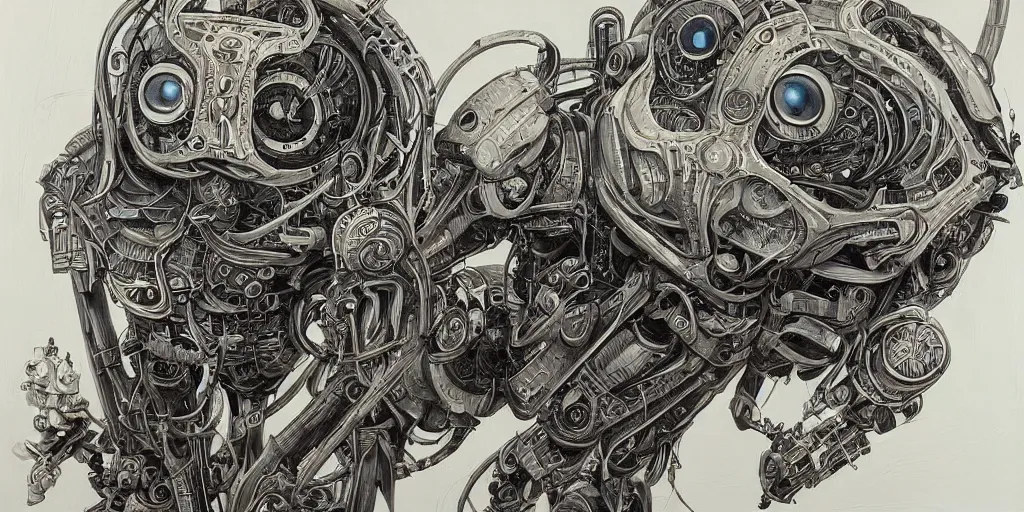 Image similar to a beautiful painting of robot by aaron horkey, trending on artstation