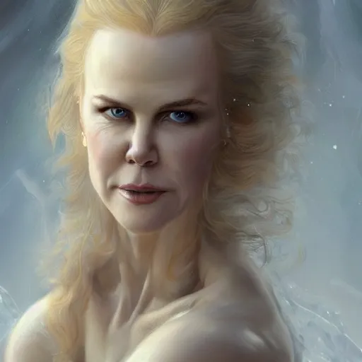 Image similar to portrait of nicole kidman, muscular upper body, fantasy, intricate, elegant, highly detailed, digital painting, artstation, concept art, matte, sharp focus, illustration, art by aenaluck and roberto ferri and greg rutkowski, epic fantasy, digital painting