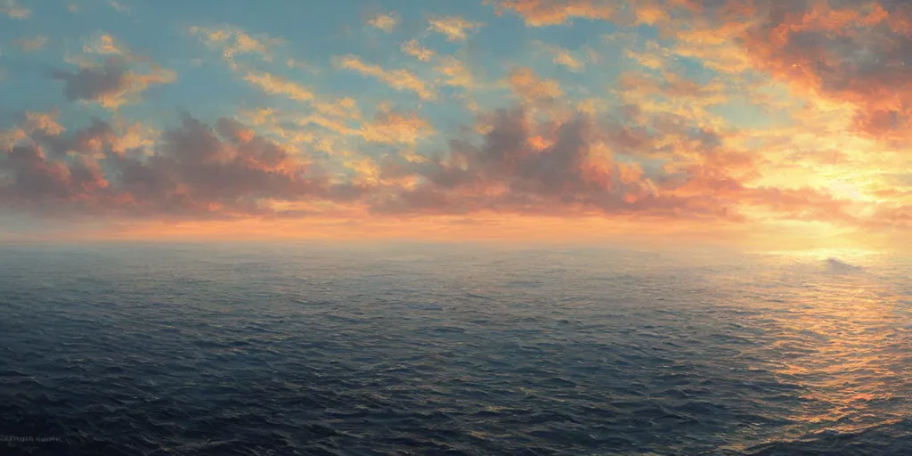 Prompt: a beautiful sunset over the ocean on a clear cloudless day, artstation, cgsociety, detailed, gorgeous painting