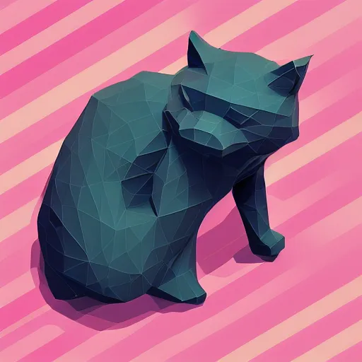Image similar to cat on white background, 3d isometric, low poly
