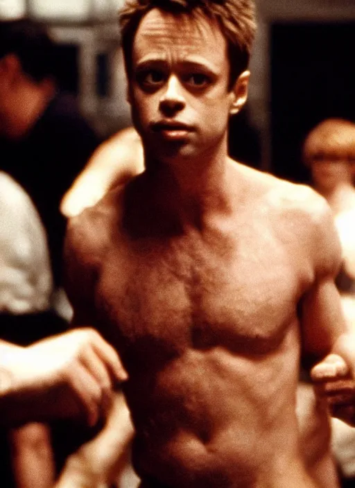 Image similar to barney in the movie fight club