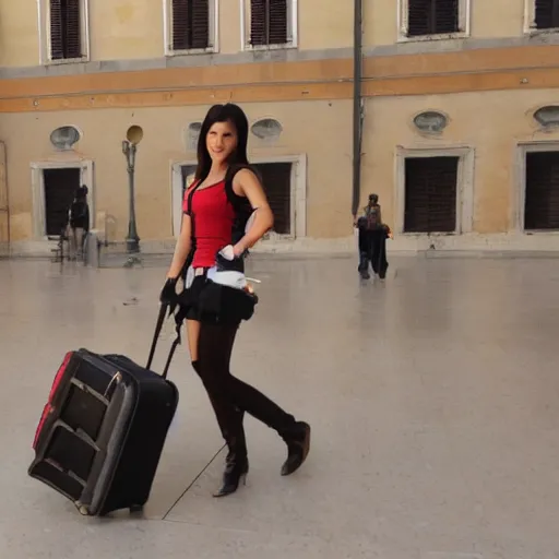 Prompt: Tifa arriving at Italy