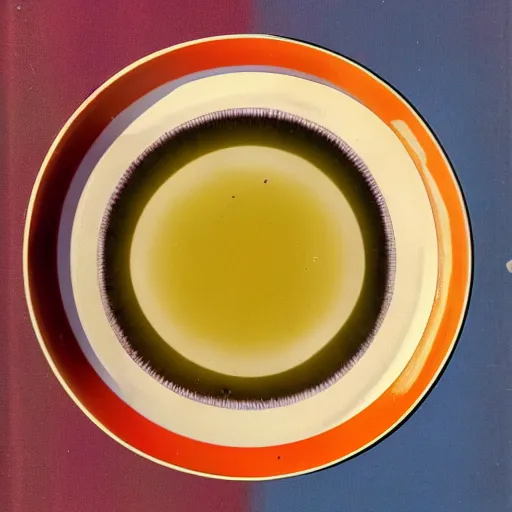 Image similar to color picture of eyeball soup from 1 9 7 0 s cookbook