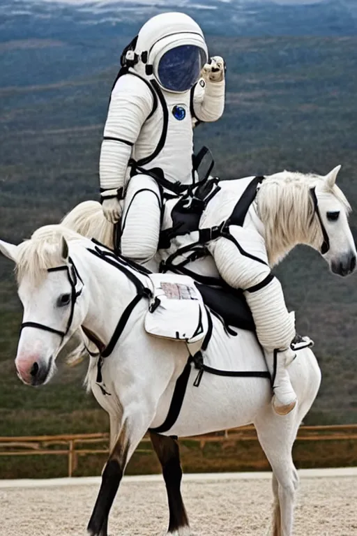 Image similar to horse in astronaut suit riding horse