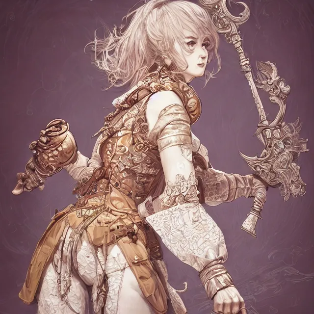 Image similar to the portrait of neutral good colorful female cleric bard as absurdly beautiful, gorgeous, elegant, skinny young gravure idol, an ultrafine hyperdetailed illustration by kim jung gi, irakli nadar, intricate linework, sharp focus, bright colors, octopath traveler, final fantasy, unreal engine 5 highly rendered, global illumination, radiant light, detailed and intricate environment