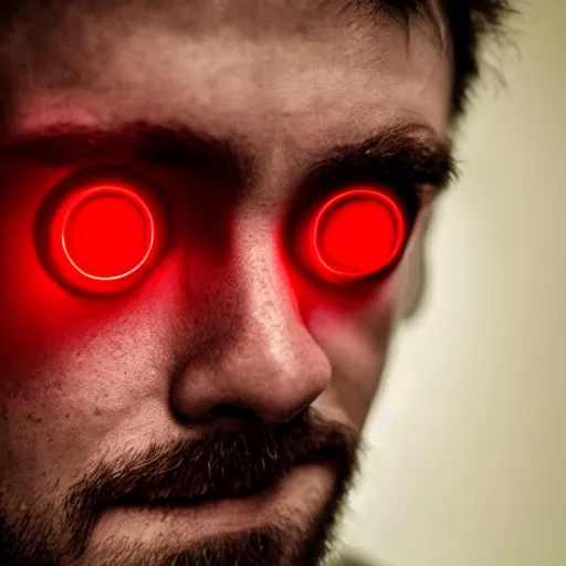 Image similar to a man with red glowing eyes